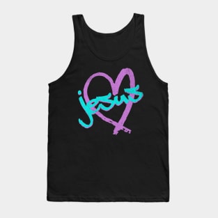 I Love Jesus Vintage 80's & 90's Blue and Purple Tank Top